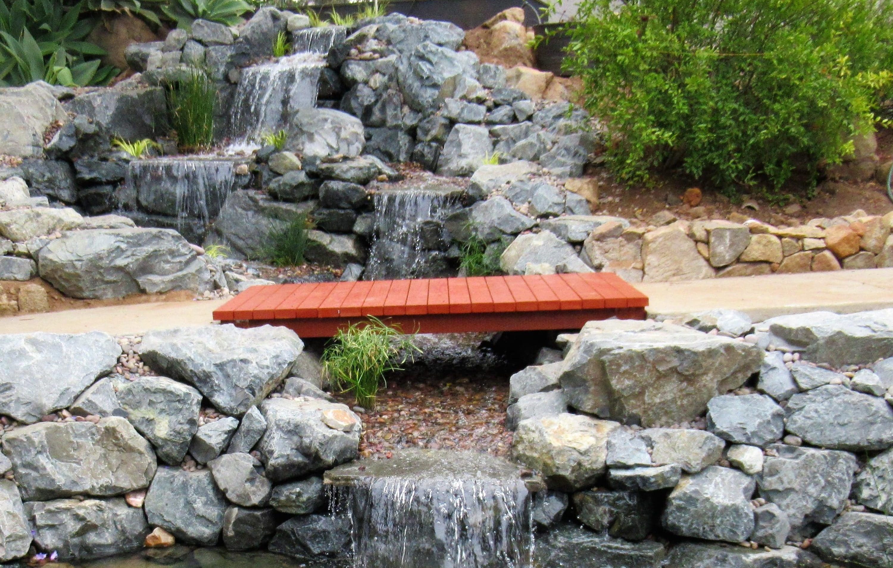 Custom water feature and waterfall in the San Diego area